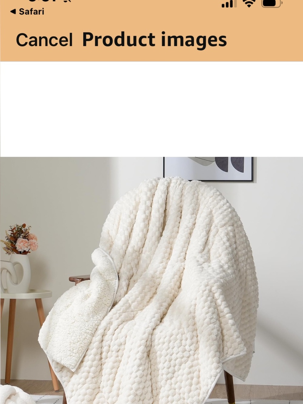 Luxurious Cream Sherpa Plush Throw Blanket